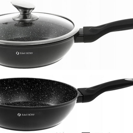 Pannenset - Kookpan - Inductie - 15 delig marmeren coating - Zwart