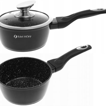 Pannenset - Kookpan - Inductie - 15 delig marmeren coating - Zwart