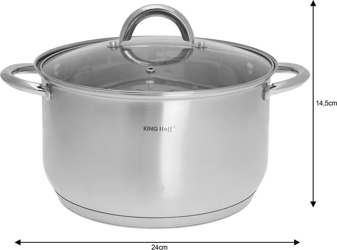 Batterie de cuisine Kinghoff - 10 pièces - Inox - Tous feux dont induction