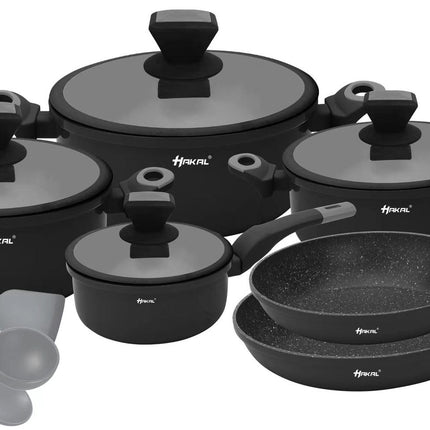13-Delige Pannenset Inductie -  Speciale Anti-Aanbak Coating - Ergonomische Koudgrepen