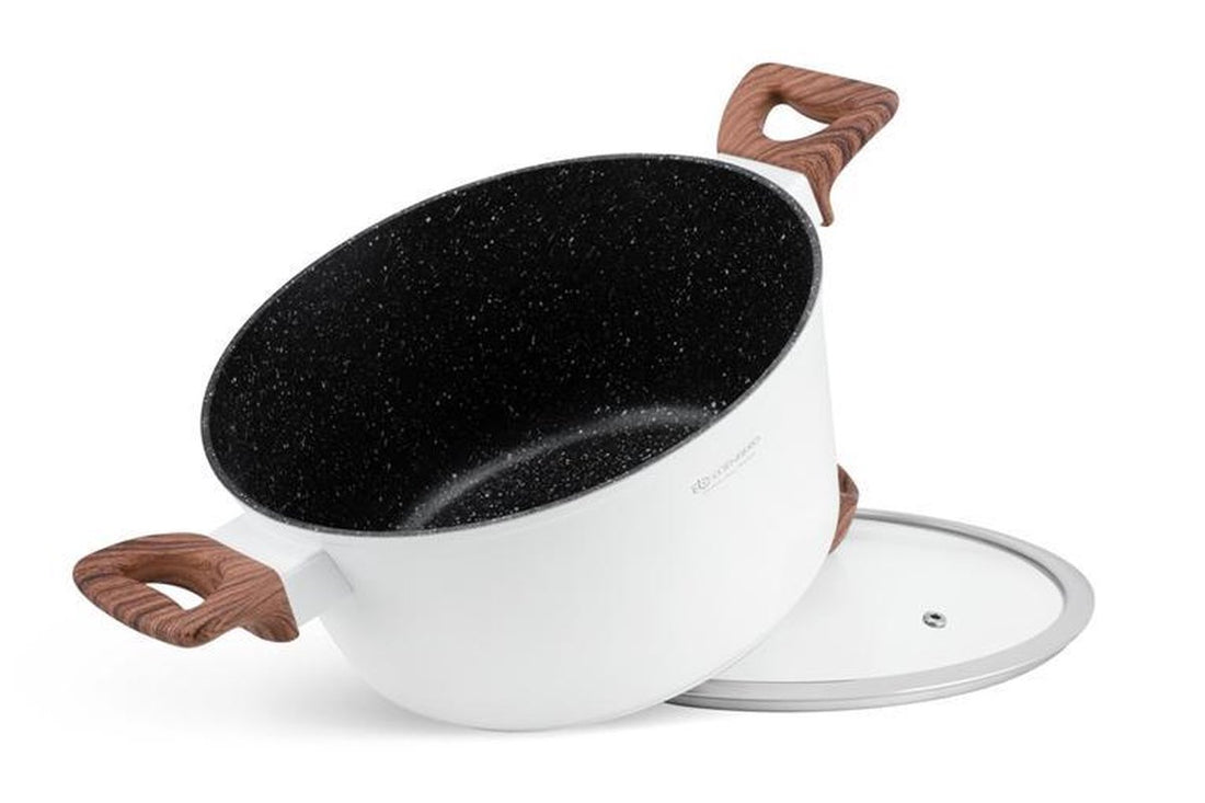 Batterie de cuisine de luxe de 15 pièces en aluminium forgé Edënbërg White Line