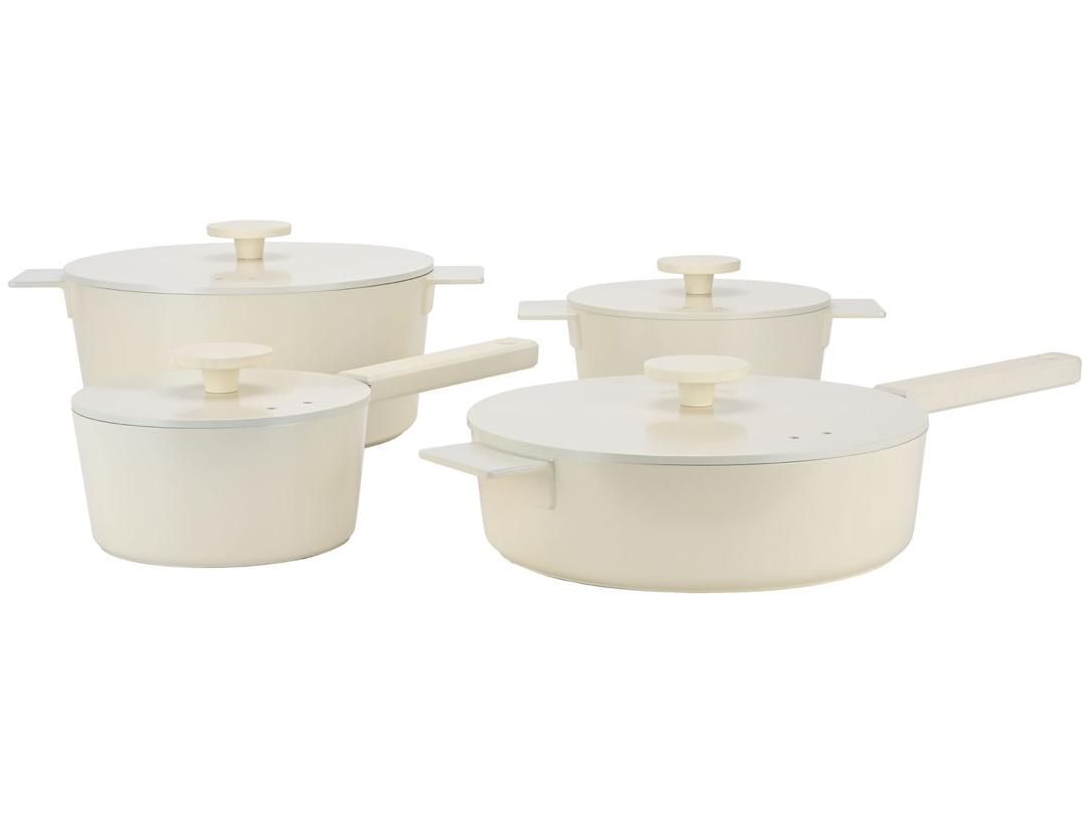 Pannenset 4-delig van gietaluminium met deksels en 3-delig kookgerei – foto 2