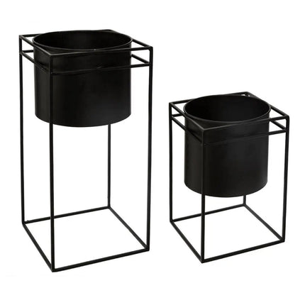 Plantenpotten - 2x - standaard - zwart - H25 en H40 cm