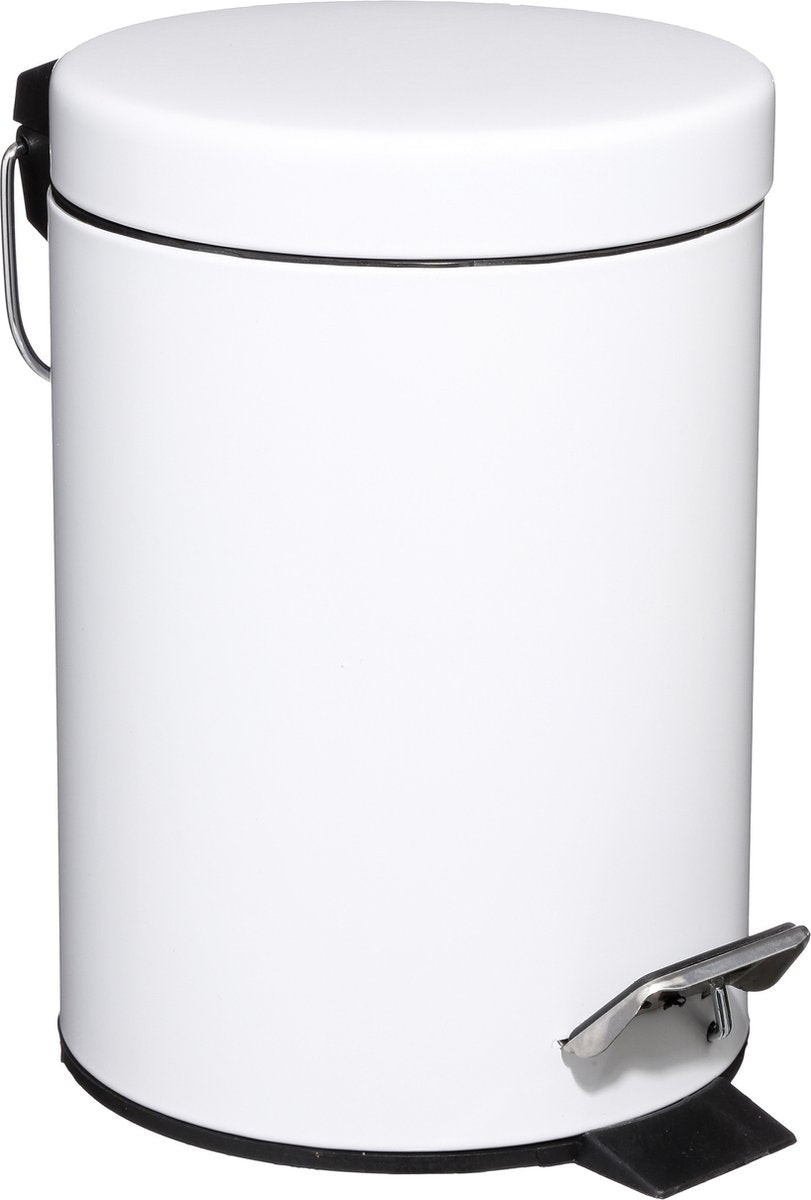 5Five pedaalemmer 3 liter van metaal – zwart, wit, grijs, taupe of beige – foto 7