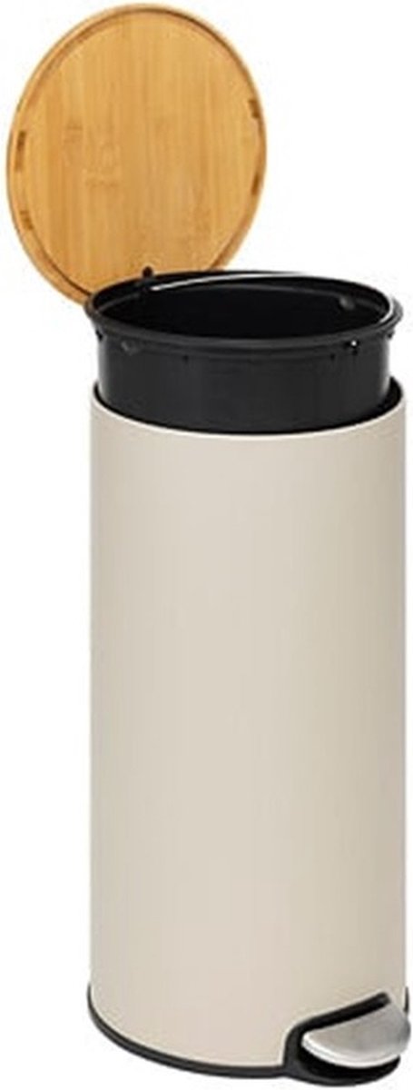 5Five Mülleimer/Treteimer Bambus - beige - Metall - 30 Liter - 38 x 29 x 60 cm - Küche