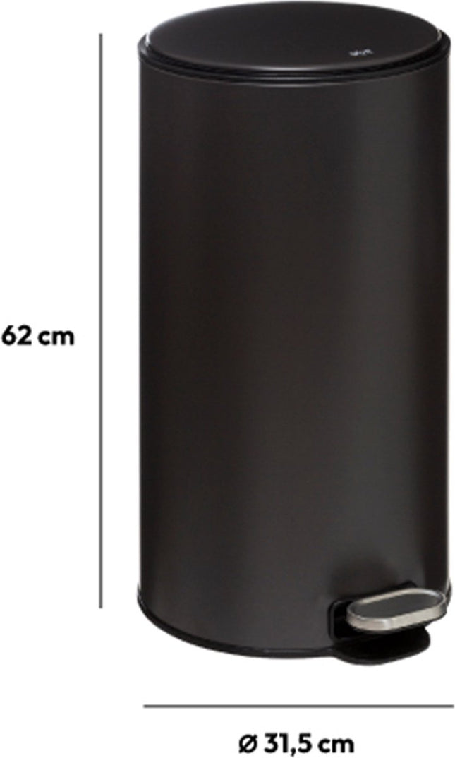 5Five Prullenbak/pedaalemmer Delta - antraciet - metaal - 30 liter - 39 x 33 x 62 cm - keuken