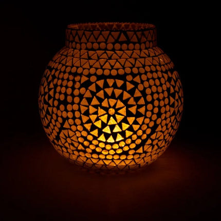 Mozaïek theelichthouder wit 18 CM