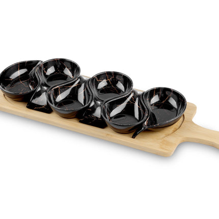 Serveerplank met 6 schaaltjes – marmerlook