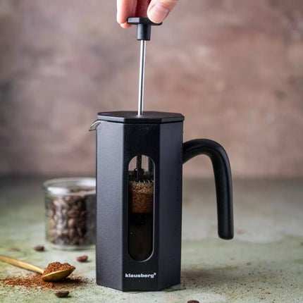 Klausberg KB7676 - Piston Koffie- en Theezetter - 0,35 Liter - Octagonaal Design- Theemaker - RVS en Boorosilicaat Glas - Geschikt voor Koffie, Thee en Kruiden
