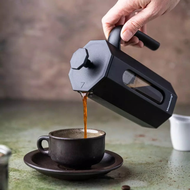 Klausberg KB7676 - Piston Koffie- en Theezetter - 0,35 Liter - Octagonaal Design- Theemaker - RVS en Boorosilicaat Glas - Geschikt voor Koffie, Thee en Kruiden