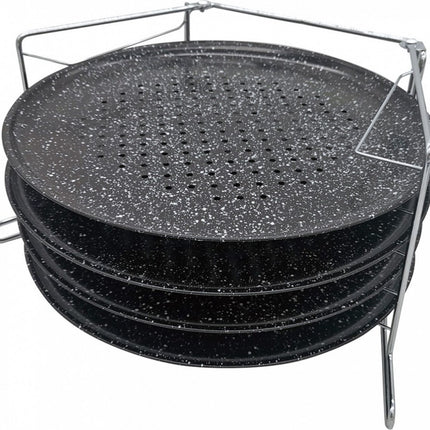Pizza rek voor in de oven - Voor 4 pizza's tegelijk - rvs - 32 cm