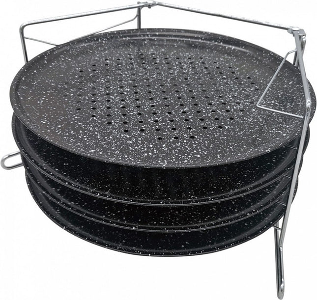 Pizza rek voor in de oven - Voor 4 pizza's tegelijk - rvs - 32 cm