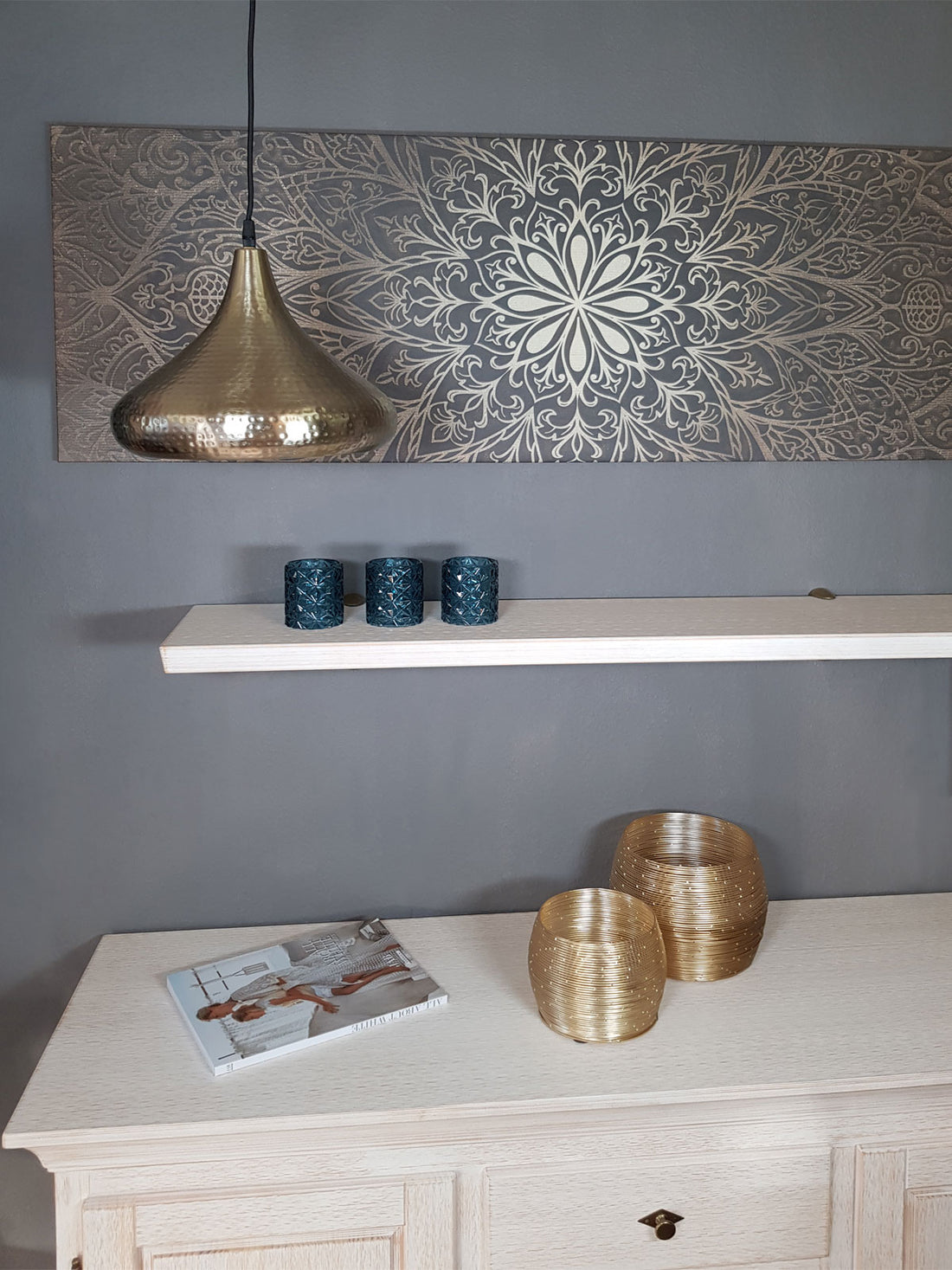 Teardrop ceiling light gold / silver vintage