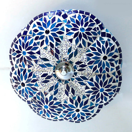 Plafonnière mozaïek met kralen - turks design 25 cm - blauw - pompoen model