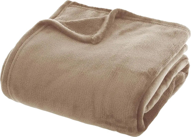 Plaid Effen linnen flanellen - fleece deken - 180x230cm - Beige
