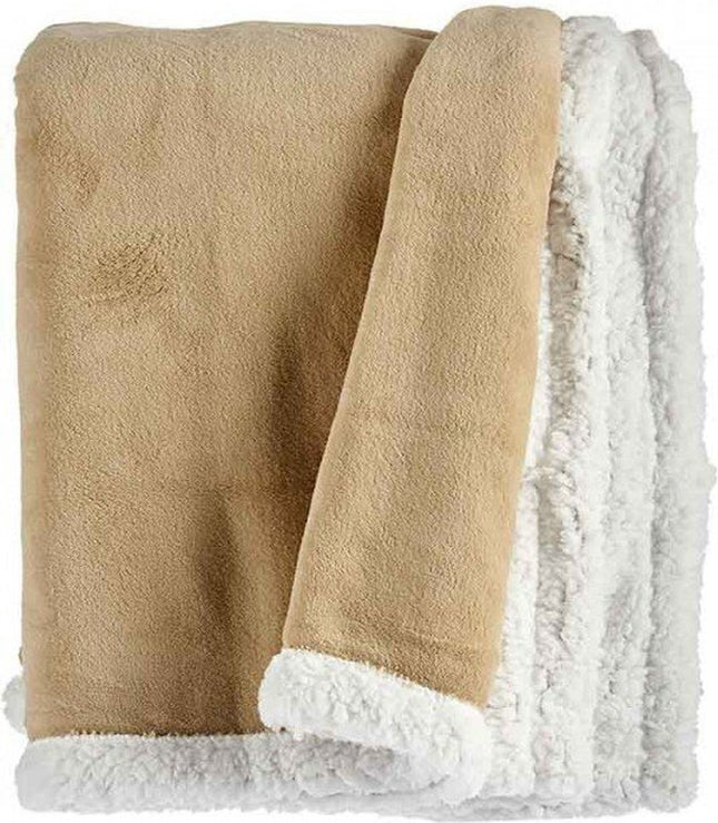 Plaid met teddymateriaal beige 130x170cm