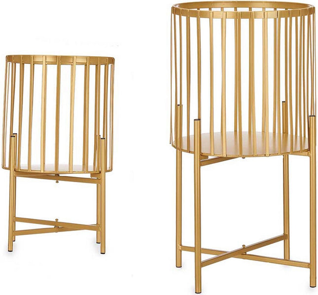 Set van 2 gouden Plantenbakken - Bloempot - Plantentafel