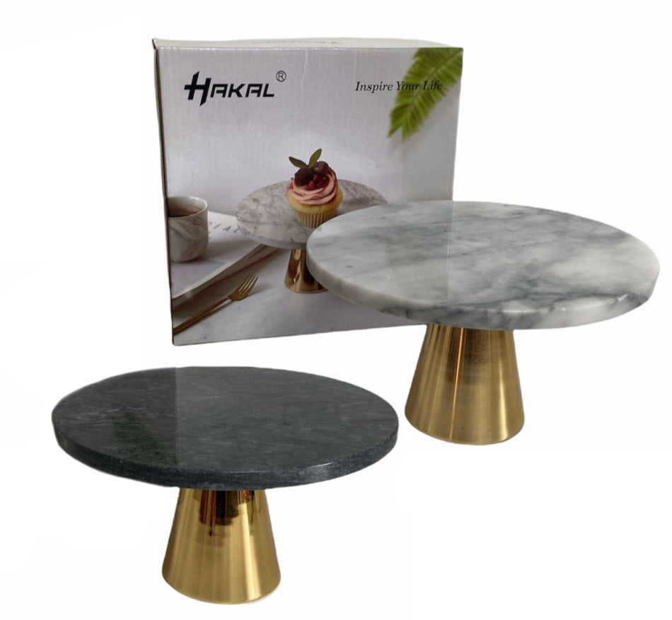 Marmeren plateau op koperen voet – Ø 20 cm, wit of zwart – foto 4