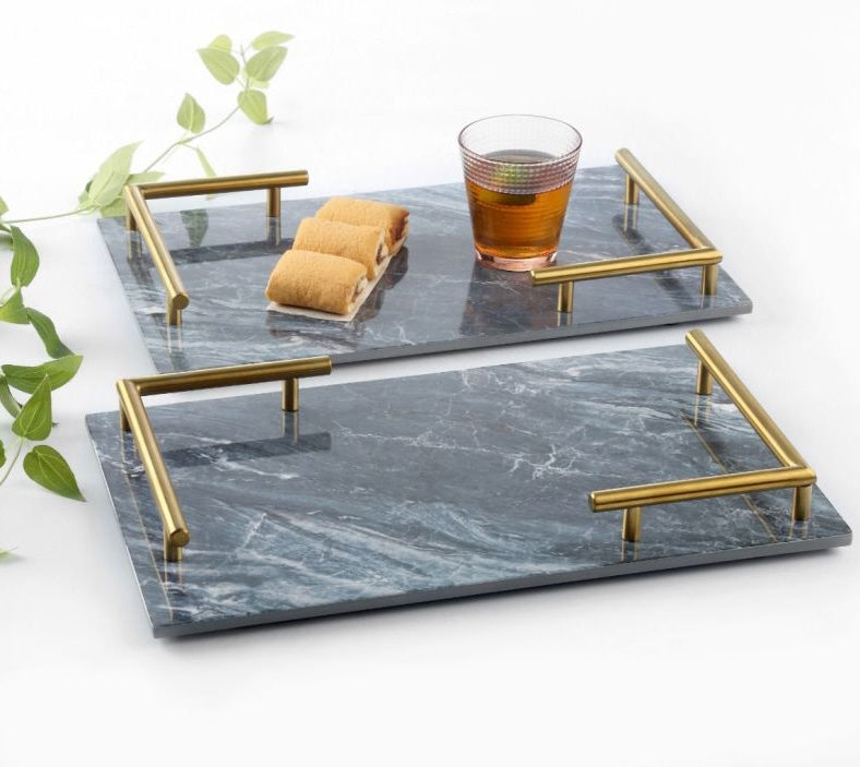 Melamine plateau - dienblad Marmer look 40 x 25 cm