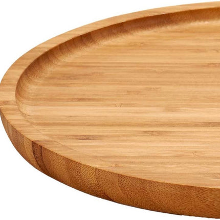 Platte serveerplank van bamboe rond 25 cm