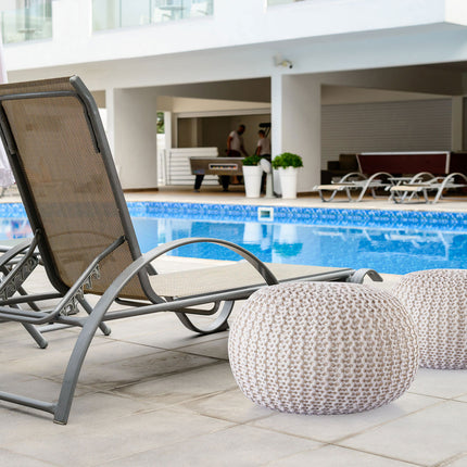 Poef voor binnen en buiten - gebreid - Ø 45 cm