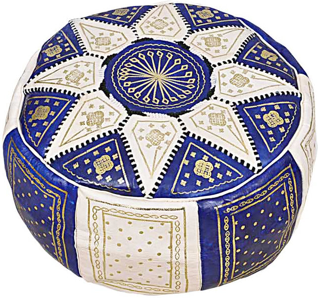 Pouf bleu foncé/Blanc