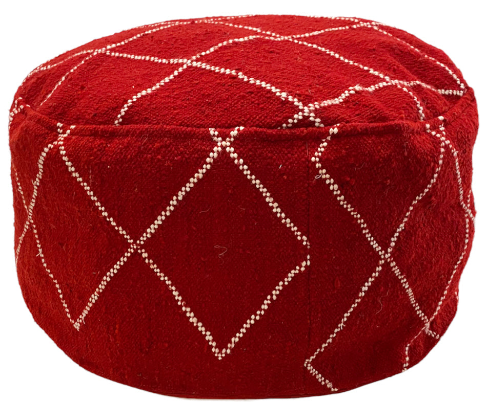 Pouf Kilim marocain rouge