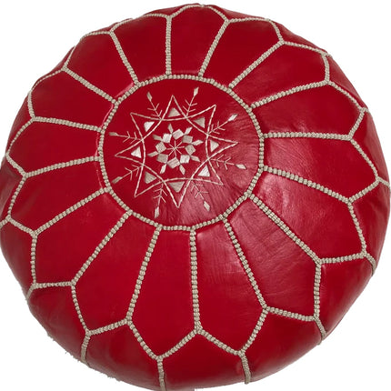 Leren Poef - Handgemaakt en hoge kwaliteit - Burgundy