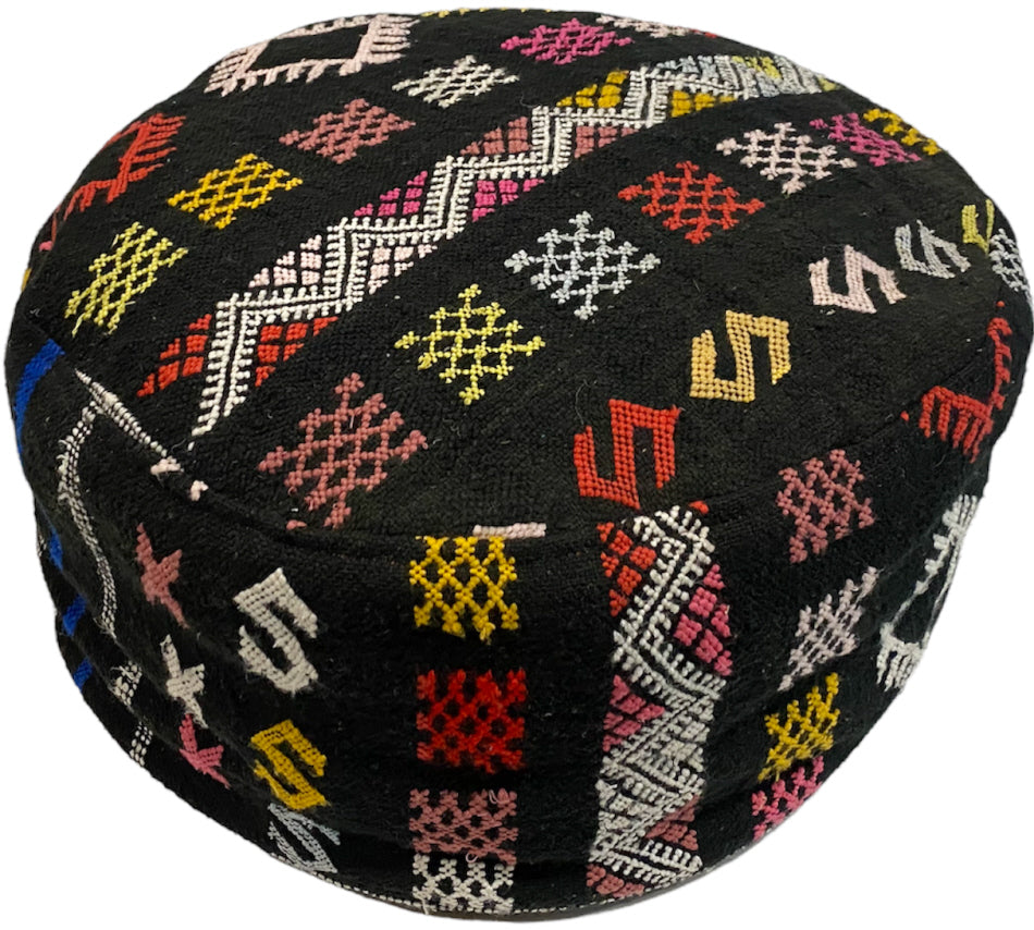Pouf Kilim marocain noir