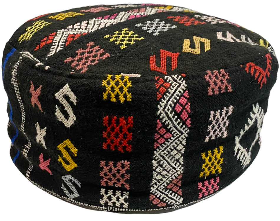 Pouf Kilim marocain noir