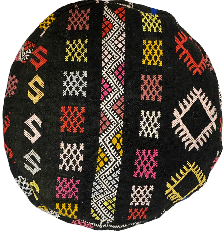 Pouf Kilim marocain noir