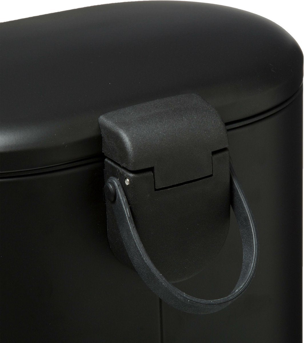 Trash can/pedal bin black stainless steel metal 6 liters - 15x24x30 cm