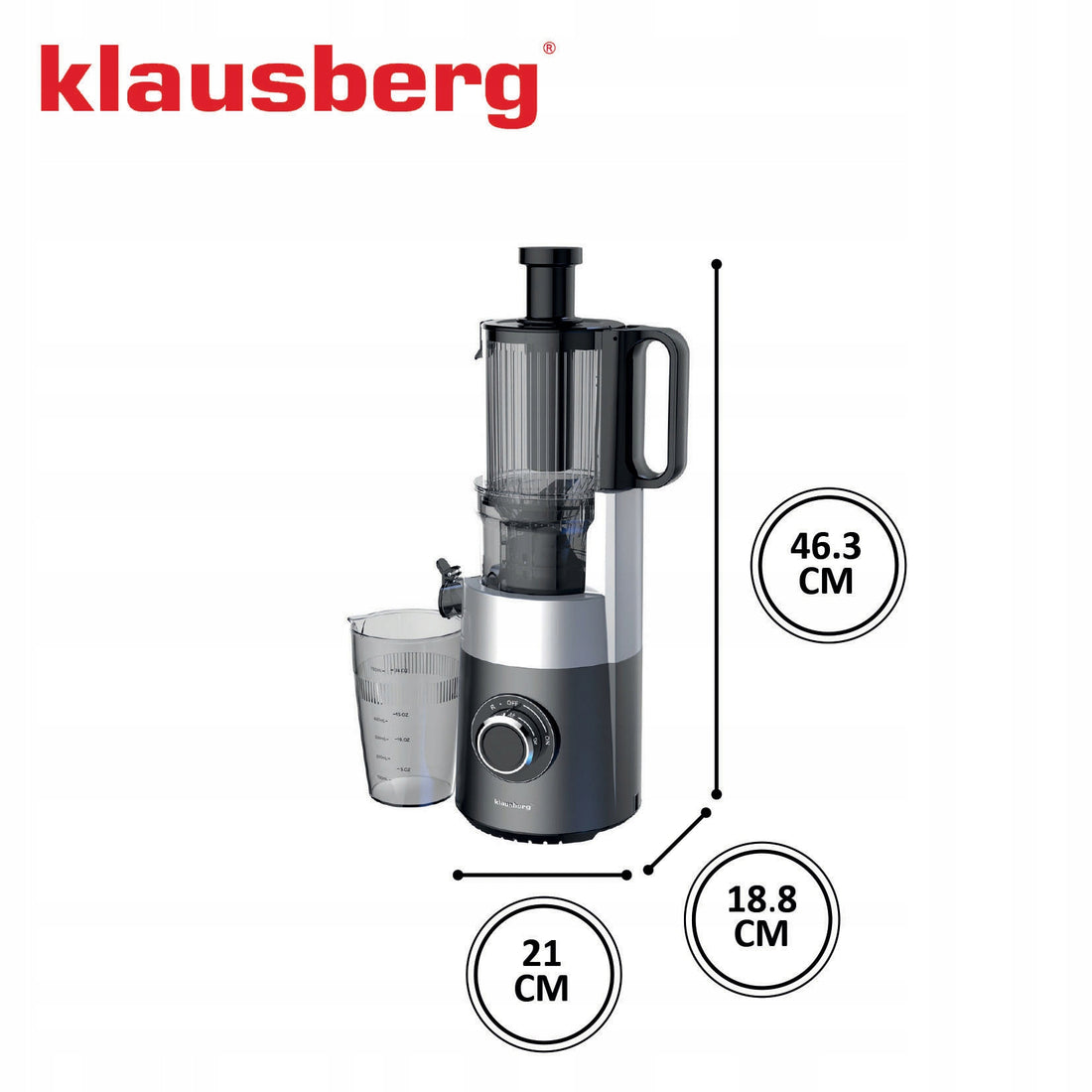 Klausberg KB-7881 slowjuicer voor groenten en fruit – 113 mm vulopening, 180 W – foto 4