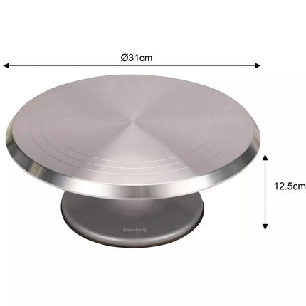 Luxe Taartplateau – Draaibaar Taartplateau - Cake Stand – Ø30 cm – Geborsteld RVS