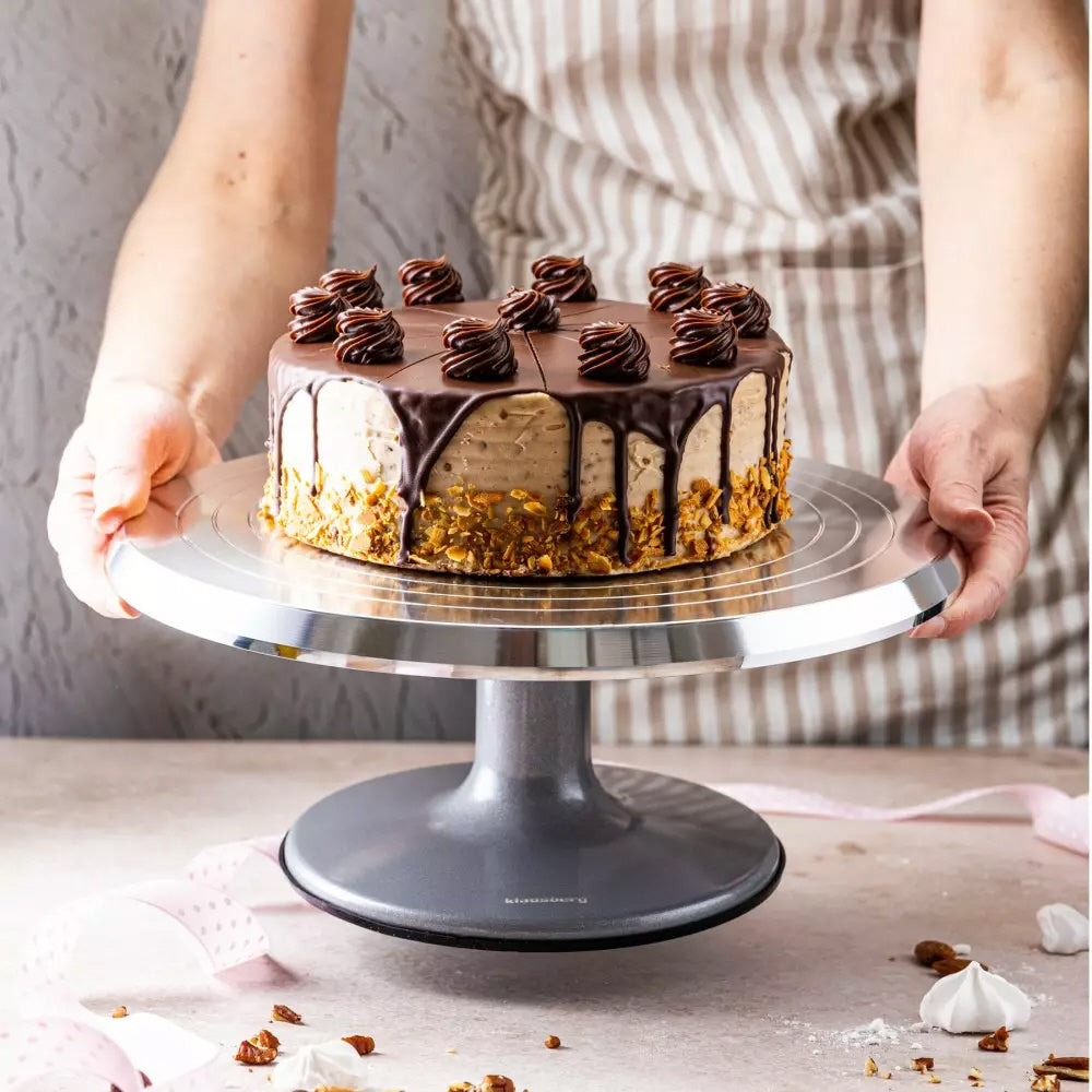 Klausberg draaibaar taartplateau Ø 30 cm – cake stand van geborsteld RVS – foto 7