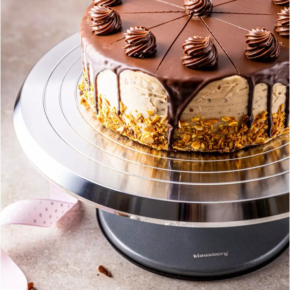 Klausberg draaibaar taartplateau Ø 30 cm – cake stand van geborsteld RVS – foto 6