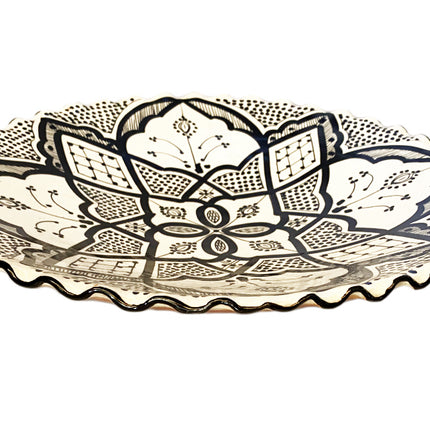 Aardewerk schaal geribbelde rand Safi 35 cm