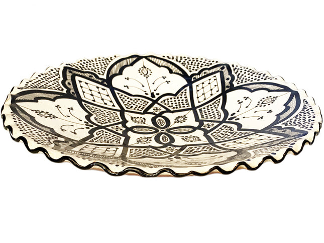 Aardewerk schaal geribbelde rand Safi 35 cm