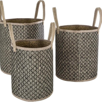 Rieten Mand Naturel Set van 3