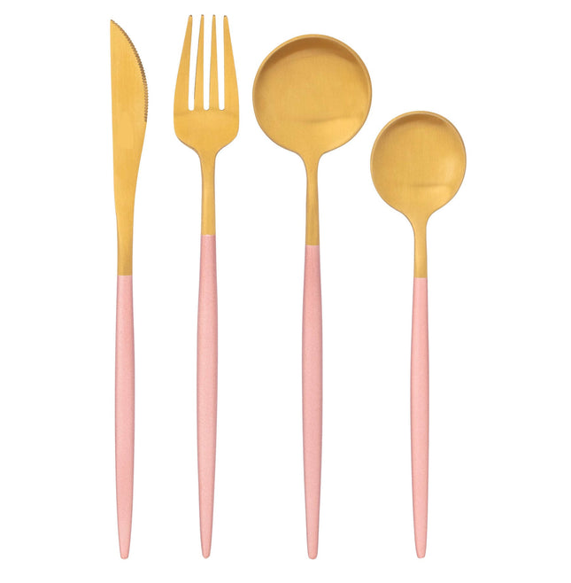 Bestekset Roze Gouden Roestvrij Staal (8 Pcs)
