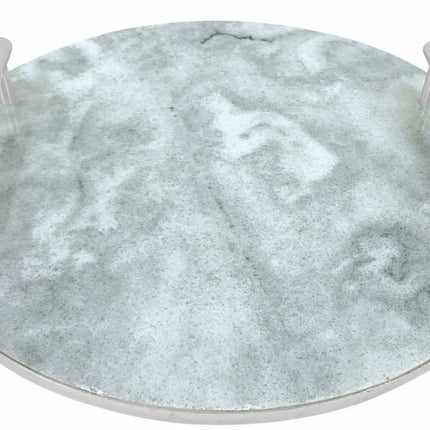 Dienblad Plateau marmer rond met handvaten 30 cm