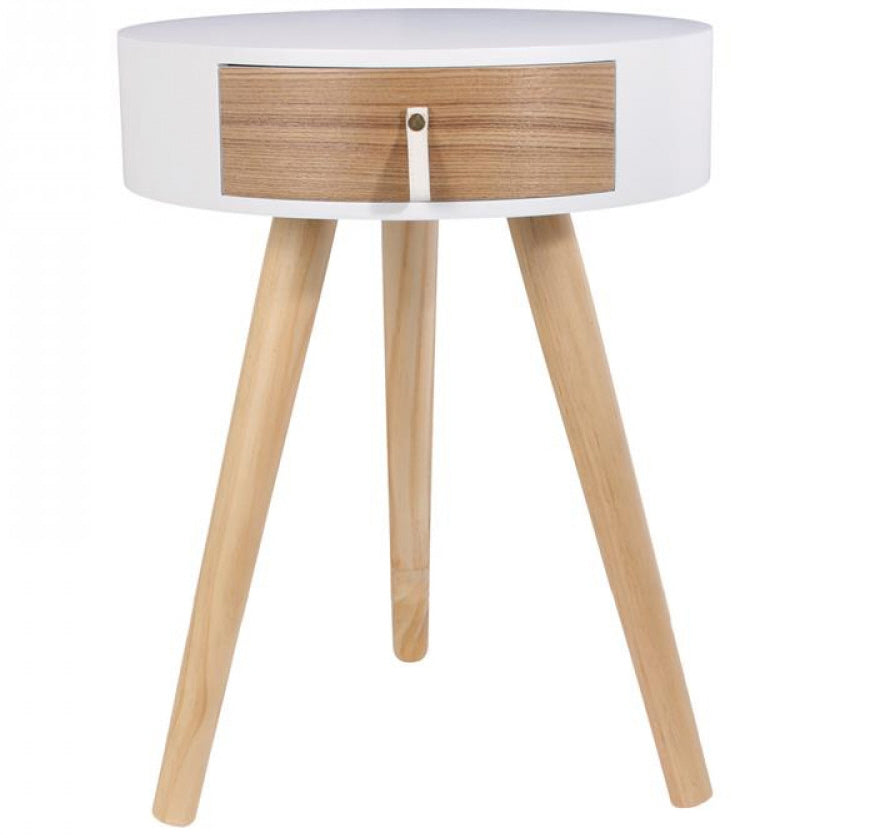 Table de chevet ronde blanche