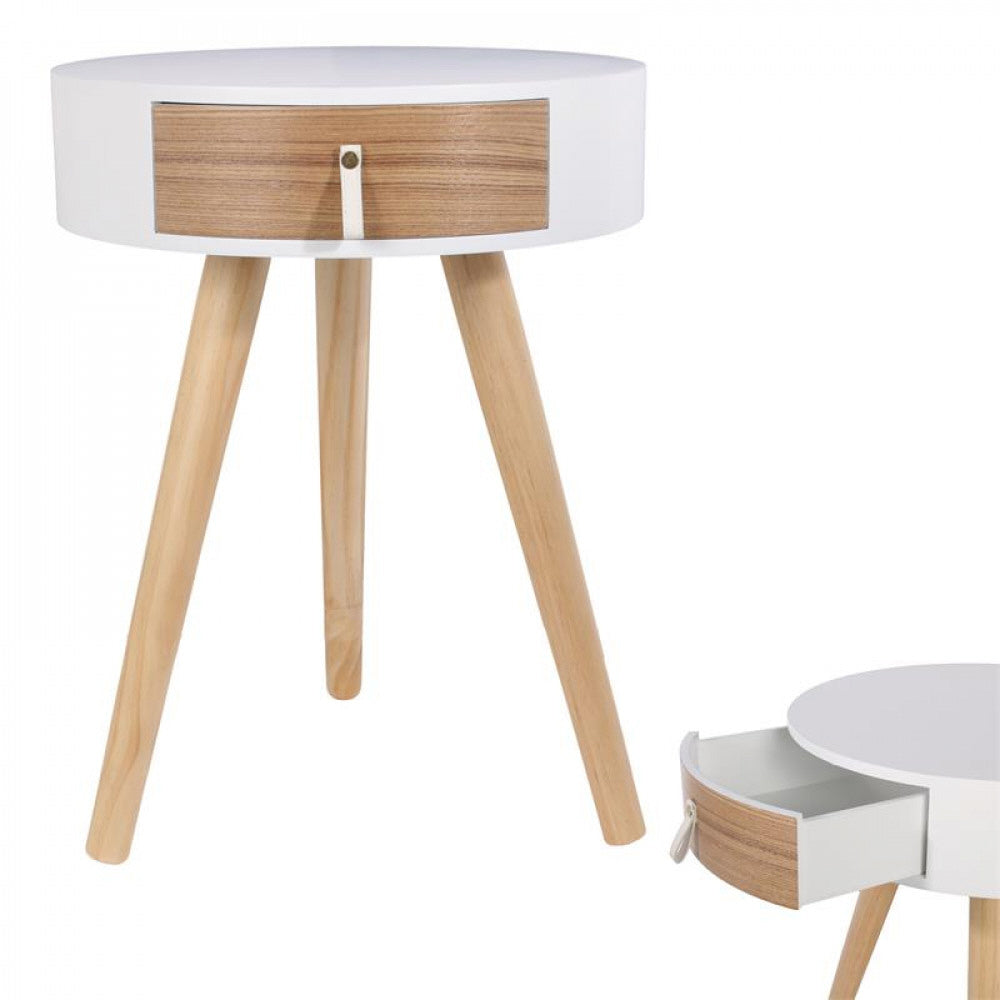 Table de chevet ronde blanche