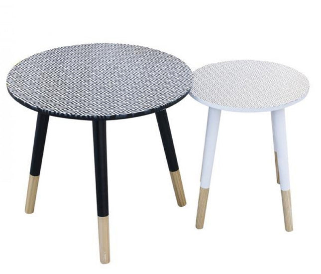 Bijzettafels rond wit zwart