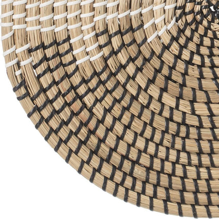 Ronde placemat zeegras zwart/wit - 35 cm - Tafel onderleggers