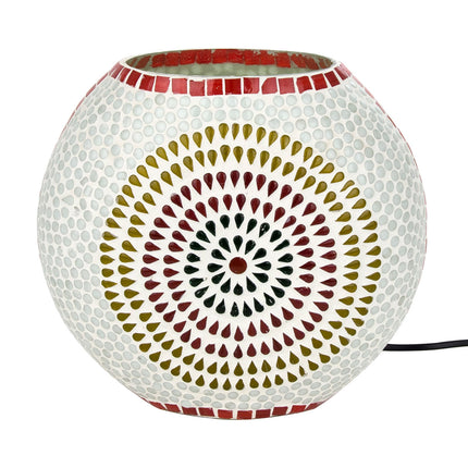 Ronde Tafellamp glas mozaïek Wit - bontgekleurd bol