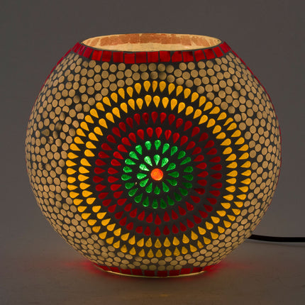 Ronde Tafellamp glas mozaïek Wit - bontgekleurd bol
