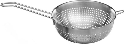 Ronde vergiet/zeef met lang handvat zilver 18 x 7 cm van RVS