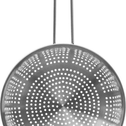 Ronde vergiet/zeef met lang handvat zilver 18 x 7 cm van RVS