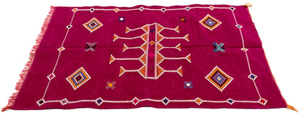 Marokkaanse kelim vloerkleed Rood met ruitenmotieven 100 x 150 cm